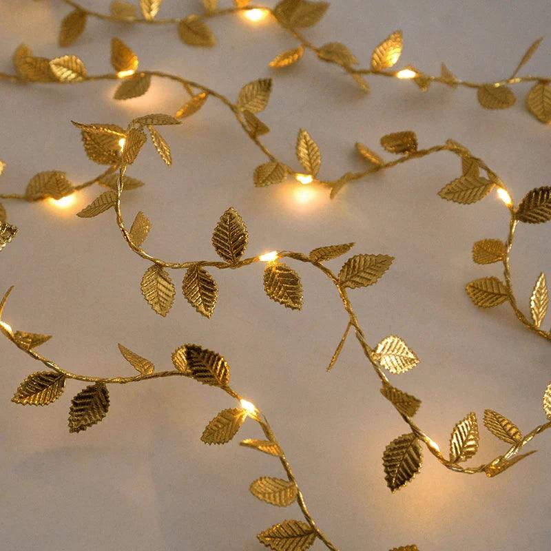 Planta Artificial Folhas de Ouro com Luz de Led para Decoração Bigstock