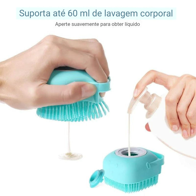 Escova banho cão & Shampoo Dispenser