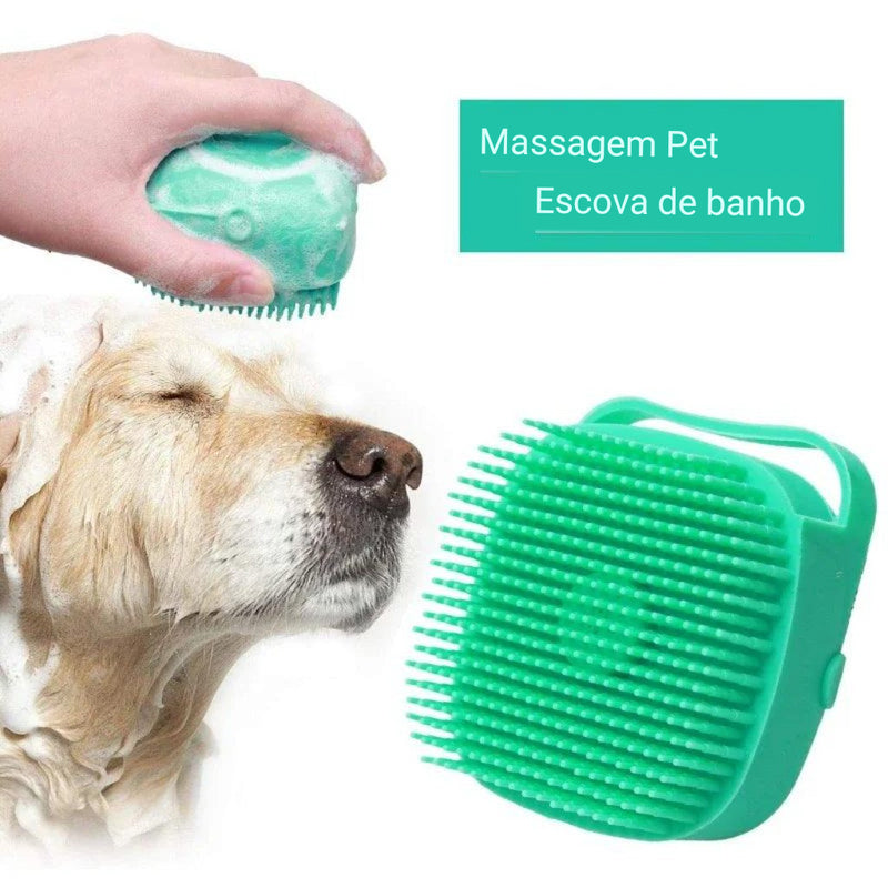 Escova banho cão & Shampoo Dispenser