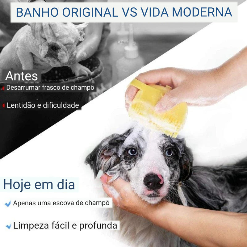 Escova banho cão & Shampoo Dispenser